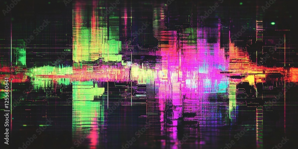Poster glitch effect overlays, digital distortion textures,glitch transition with distorted effect