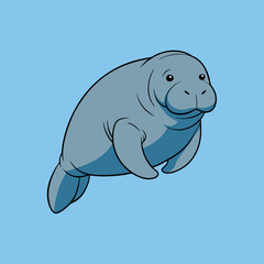blue manatee vector