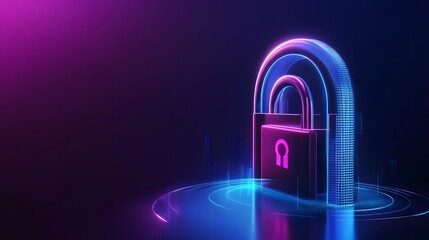 Blue and purple glowing security scan, perfect for futuristic and digital protection concepts