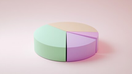3D Pastel Pie Chart Graphic Design Background