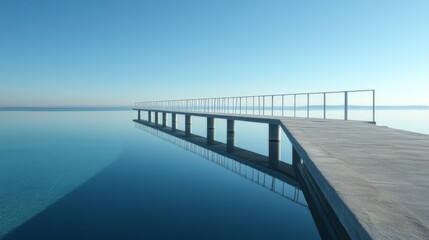 Naklejka premium Serene Concrete Bridge Over a Mirroring Pool