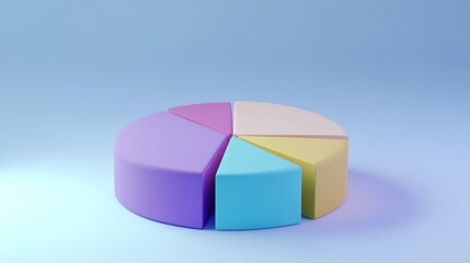 Obraz premium Colorful 3D Pie Chart on Pastel Background
