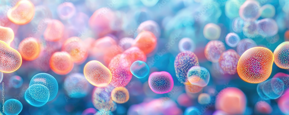 Aufkleber marine life microscopic idea. colorful abstract representation of microscopic cells in vibrant hues.
