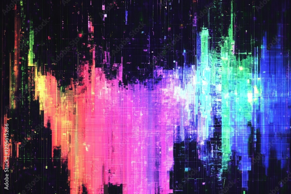 Poster glitch effect overlays, digital distortion textures,glitch transition with distorted effect