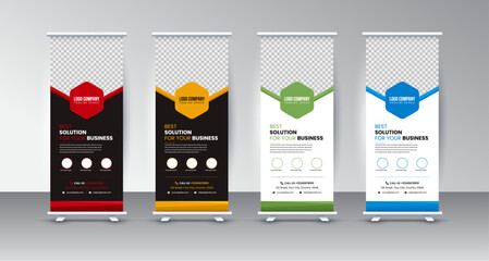 Set Roll up banner design template vector, abstract background, modern x-banner, corporate identity template. 