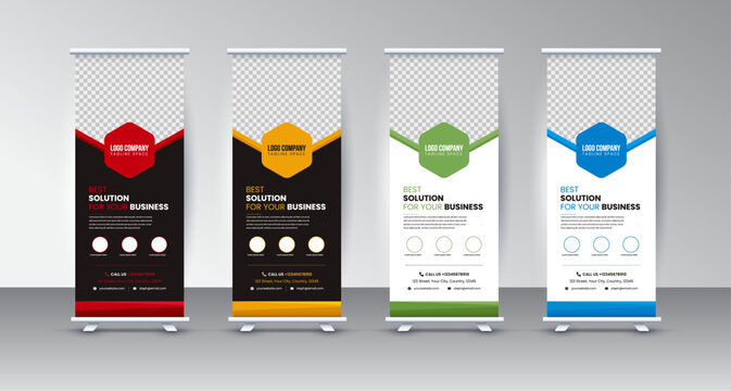 Set Roll up banner design template vector, abstract background, modern x-banner, corporate identity template. 