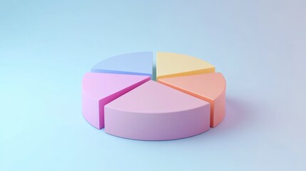 Pastel 3D pie chart graphic on light background