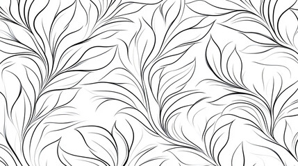 Elegant Black and White Pattern Featuring Intricate Leaf Designs on a Light Background