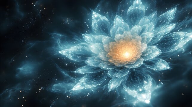 A subtle glowing mandala pattern forming an intricate aura field. 