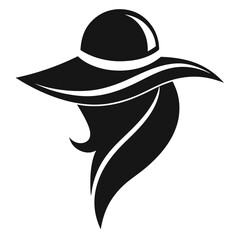 Black ladies hat logo vector art illustration