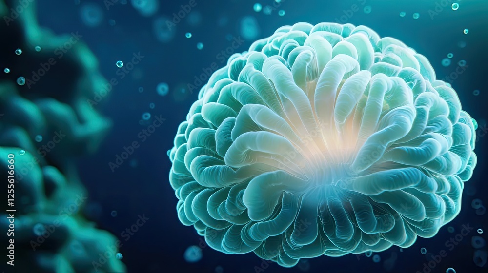 Aufkleber Microscopic ocean life idea. An artistic representation of a brain demonstrating neural connections and synapses.