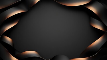 Elegant black gold ribbons, dark background, design template