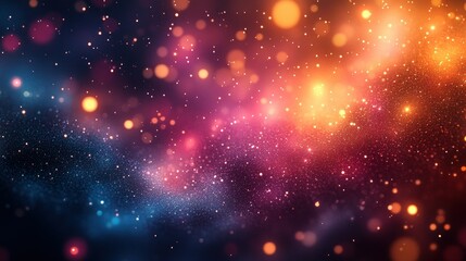 Fototapeta premium Colorful Cosmic Background with Stars and Glowing Bokeh Effects
