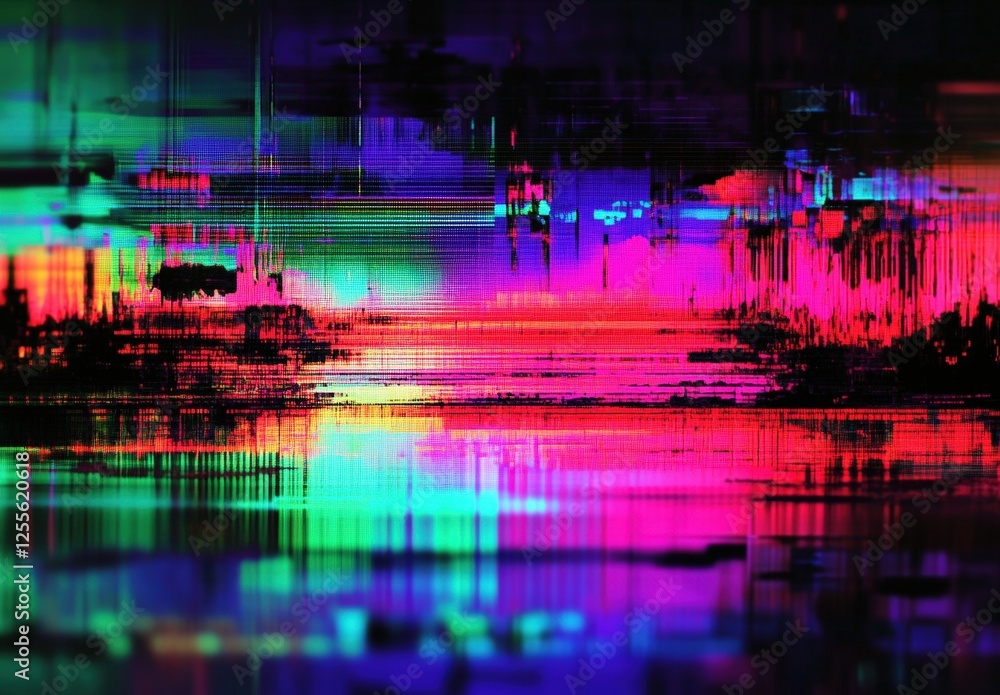 Poster glitch effect overlays, digital distortion textures,glitch transition with distorted effect