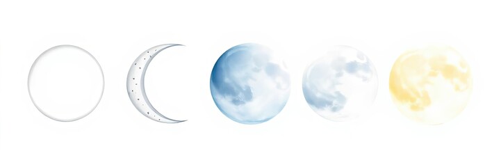 Moon Phases New Crescent First Quarter Full Moon Illustration