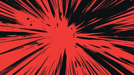 Dynamic red explosion with black speed lines in comic book style