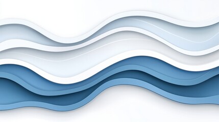 Obraz premium Abstract Waves of Light Blue and White with Smooth Curves on a Soft Background