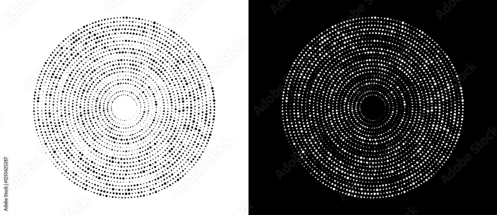 Poster modern abstract background. halftone dots in circle form. round logo, design element or icon. vector