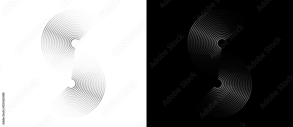 Fototapete modern abstract background. halftone dots in circle form. letter s like logo, icon or design element