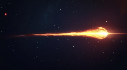 Fiery cosmic streak speeding across the starlit expanse, a mesmerizing display of astral energy in the vast darkness of space.