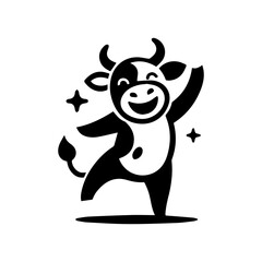 unique design dancing cow logo