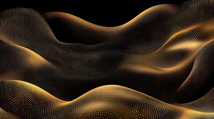 Golden Abstract Waves Of Data Points