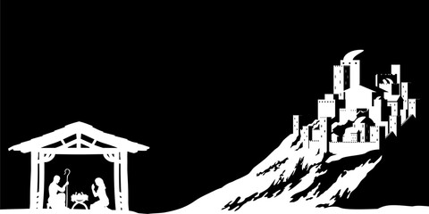 Christmas Nativity Scene Manger and Bethlehem