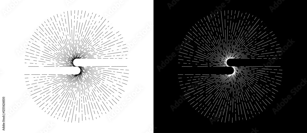 Poster spiral with many lines as dynamic abstract vector background or logo or icon. yin and yang symbol. a