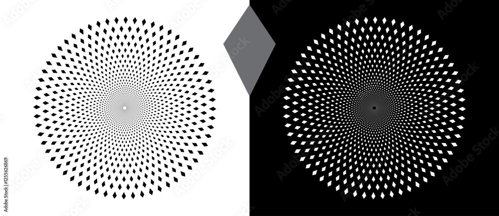 Poster abstract background with rhombuses in circle. art design circle as logo or icon. a black figure on a