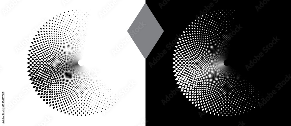 Fototapete abstract background with rhombuses in circle. art design circle as logo or icon. a black figure on a