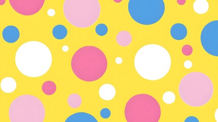 Colorful Polka Dot Pattern on Bright Yellow Background