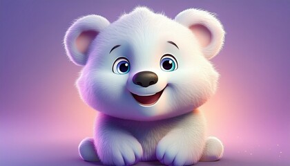 Fototapeta premium Niedlicher Eisbär, lila Hintergrund