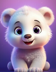 Fototapeta premium Niedlicher Eisbär, lila Hintergrund