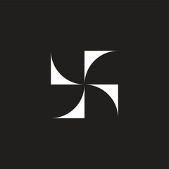 Fan, square, curve geometric symbol simple logo vector