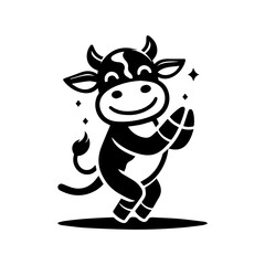 unique design dancing cow logo
