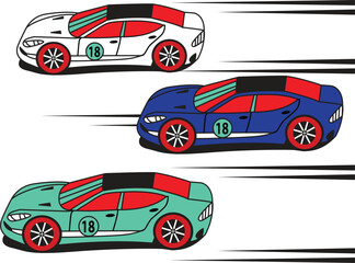 Three Racing Cars in a Speeding Competition