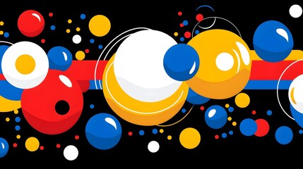 Fototapeta premium Colorful Abstract Composition of Circular Shapes on Black Background