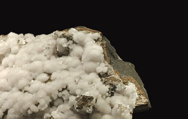 Close-Up View of Natrolite on Basalt Mineral Specimen