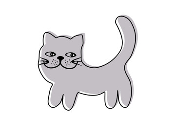A charming illustration of a cat with expressive eyes.