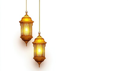 Obraz premium Eid mubarak and ramadan kareem greeting card with islamic lanterns and mosque. Poster design for Ramadan spiritual traditional celebration. Beautiful Ramadan Kareem Celebration Background. Islamic Ram