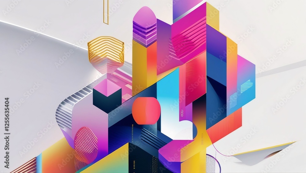 Aufkleber colorful geometric vector design with abstract lines and shapes