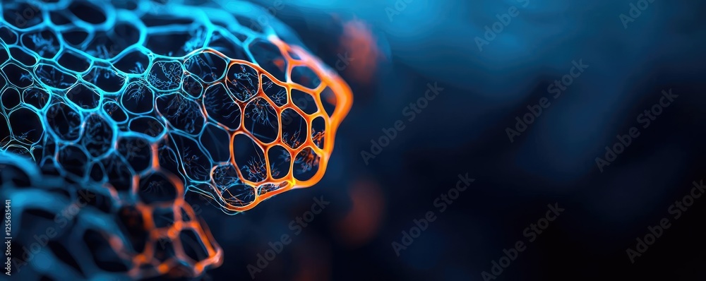 Poster microscopic ocean life idea. abstract close-up of colorful cell structure with intricate details and