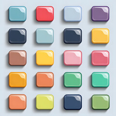 Basic Flat Vector Buttons with Rounded Edges in Various Colors