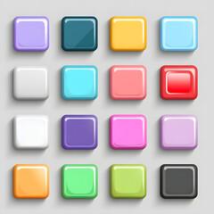 Collection of Colorful Flat Vector Buttons with Hover Effects