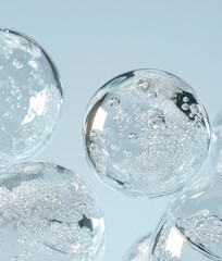 Close-up of gel facial serum drops