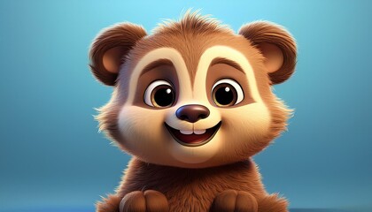 Niedlicher Grizzlybär, blauer Hintergrund