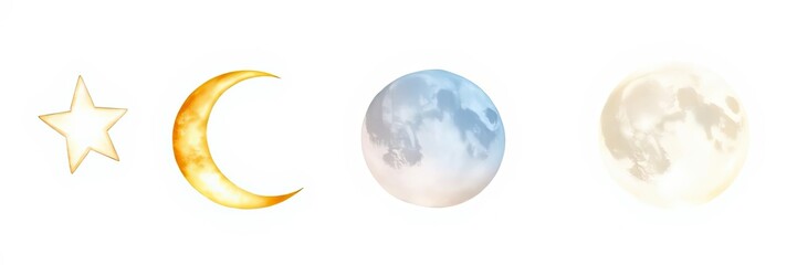 Obraz premium Celestial Bodies Star Crescent Moon Full Moon Phases Night Sky Space Galaxy Universe Astrology