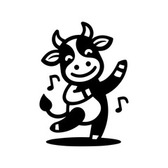 unique design dancing cow logo