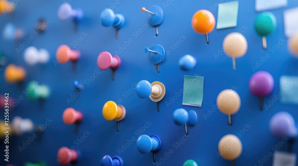 Poster a bulletin board displaying various colorful pins and notes, symbolizing open communication and idea