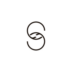 Letter S hand, round geometric symbol simple logo vector